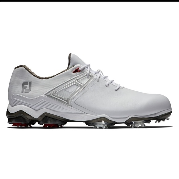 NWT Footjoy Tour X White and Red Waterproof Golf Shoes Size 9.5 Wide